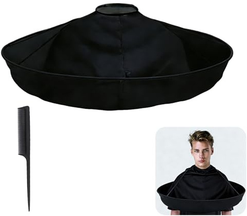 Zerabidpro Coupe de Cheveux Coiffure Cape, Cape Parapluie Réglable et Pliable, Imperméable, avec Peigne Pointu Inclus, pour Coloration, Permanente et Taille de Barbe, 60 cm de Diamètre