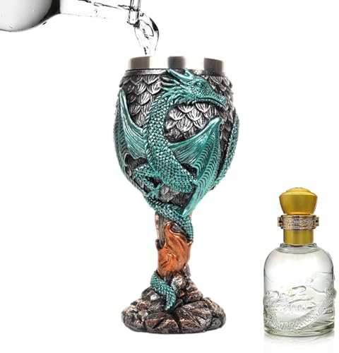 Genérico Copa de vino de dragón, cáliz de vino,Copas medievales de acero inoxidable para beber - Cálices multiusos y seguros para reuniones y decoración de