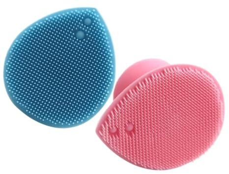 VILLCASE Cepillo de Masaje Manual para Cuero Cabelludo y Cara, 2 Piezas Cerdas Suaves de Silicona, Forma de Corazón, Ventosa Antideslizante, para Cuidado Diario y Masaje de Ñiño