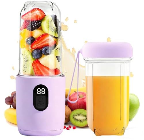 Frullatore portatile, 500 ml, spremiagrumi elettrico, 16 fogli, mini frullatore da 1200 Mah, frullatore da 1200 Mah, con display digitale, per alimenti per bambini, succo di marmellata, frullato