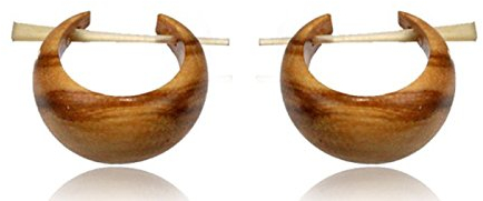 Holz Pin Creolen Olivenholz Horn-Pin hell gemasert handgefertigt
