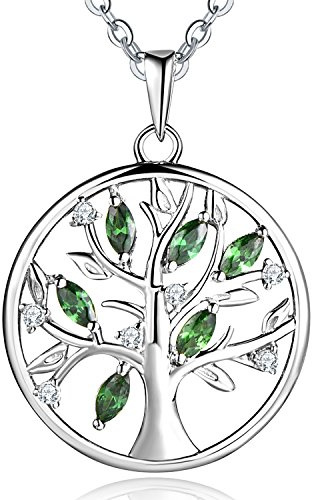JO WISDOM Halskette Baum Des Lebens,Kette anhaenger silber 925 baum des lebens Familie Anhänger Halskette mit 3A Zirconia,Damen Schmuck,kette: 45-50CM,Schmuck für Frauen