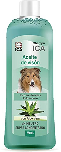 ICA CHPM38 Champú Especial con Aceite de Visón y Aloe Vera para Perros, pH Neutro, Suaviza y Realza el Pelaje, 750ml