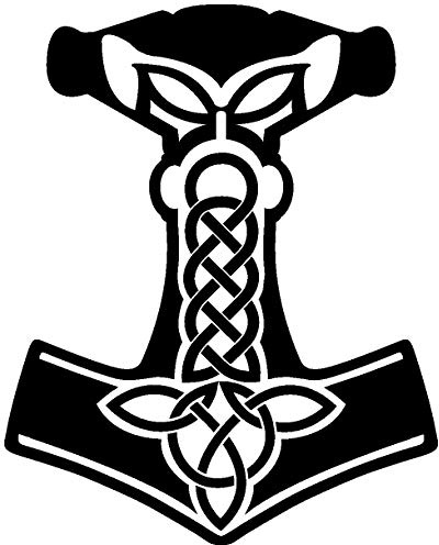 Samunshi® Aufkleber Mjölnir Vikings Wikinger für Auto Motorrad in 15 Größen und 25 Farben (8x10cm schwarz)