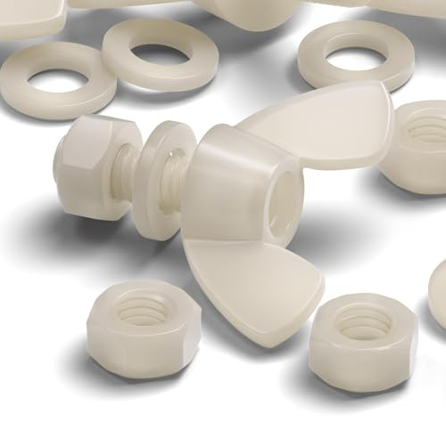 50x Écrou papillon en nylon avec filetage, vis à métaux, comprend écrous et rondelles, M6 x 15mm