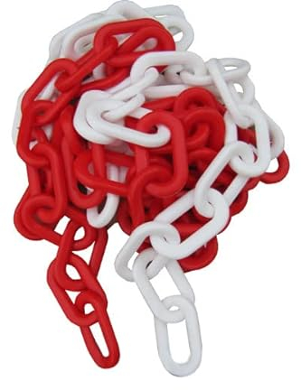 Flexibarrier Chaîne de délimitation, en plastique, 8 mm, longueur : 25 m, rouge et blanc