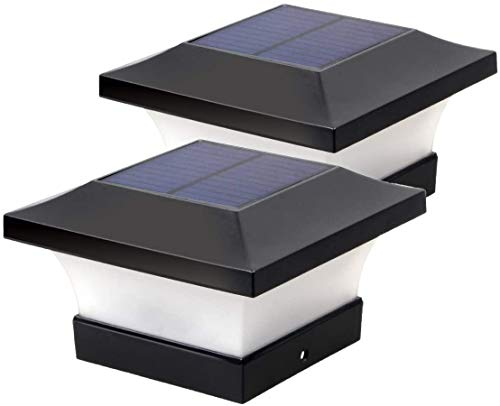 Surakey Solar Pfostenkappen Leuchte,2 Stück Pfosten-Lichter Außenbereich LED Solarpfosten Zaunpfosten Lampe, IP65 Wasserdicht Solar Säulenlampe Landschaft Lampe für Hausgarten Wand Zaun Beleuchtung