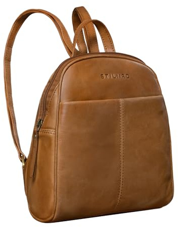 STILORD Charlotte Elegante Mochila Mujer Cuero Vintage para Damas de Cuero Pequeña Daypack para Diario Salir o Trabajo de auténtica Piel Color:taranto - marrón