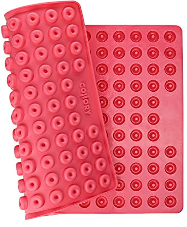 Collory Mini Donut (1,8cm) Silikon Backform für Hundekekse & Hundeleckerlis, Pralinenform, Schokoladenform, Antihaftend und Lebensmittelecht (BPA-Frei) (Pink)