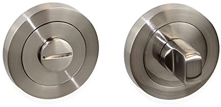 Emuca - Rosace de condamnation pour porte intérieur, Jeu 5 serrure condamnation avec rosace D.50 mm, zamak, Nickel satiné