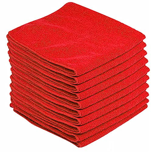 ZENO Premium Microfibre Cloths 10 Pack - Environmentally Friendly Cloths for Polishing & Cleaning, Get mirror-like results without streaks, Microfibre Car Cleaning Cloths, 30x40 cm (Red)