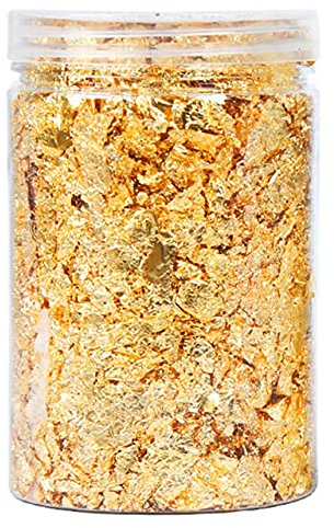 LIUXIN 10g Goldfolie Backen Dekoration Nachahmung Gold Flake Blattsilber Nail Art Decor Rose Gold Vergoldung DIY Kunst Handwerk Folienpapier