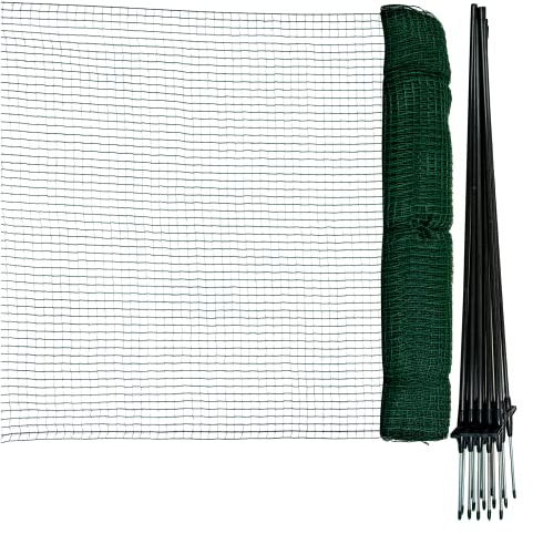 horizont recinzione perimetrale FLEX, speciale recinzione mobile con 15 pali separati in fibra di vetro, 25 m di lunghezza e 90 cm di altezza, rete da giardino, recinzione per cani, per il campeggio