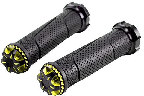 Aluminiumlegierung Motorräder Lenkergriff, Asudaro Universal Motorrad Lenkergriffe Griffe Anti-Rutsch Motorrad Roller Lenkergriffe Griff Lenker Handgriffe Ersatz für Motorrad Fahrrad,Gold