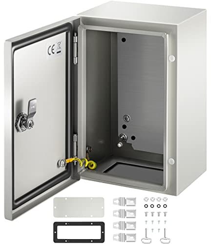 VEVOR NEMA Steel Enclosure,12 x 8 x 6'' NEMA 4X Steel Electrical Box, IP66 Waterproof & Dustproof, Outdoor/Indoor Electrical Junction Box, with Mounting Plate