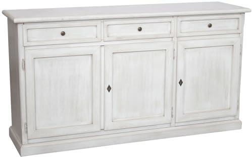 Vicentini arreda CREDENZA MADIA IN LEGNO NOCE ARTE POVERA, CILIEGIO, BIANCO, ANTICATO (bianco anticato)