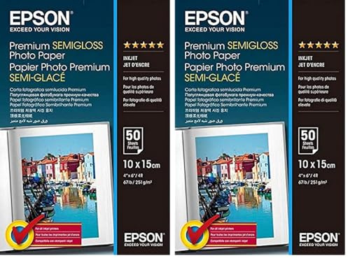 Epson Fotopapier Premium Semigloss 10x15 50Blatt S041765 (Packung mit 2)