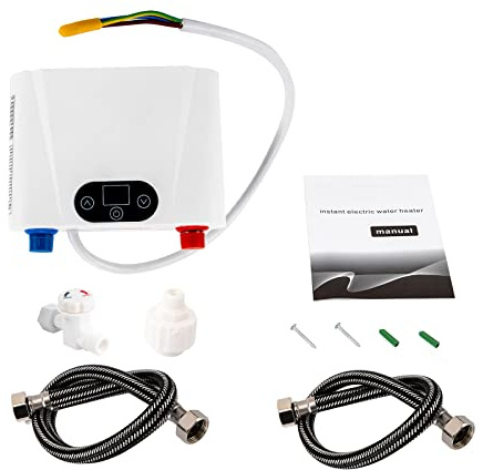 Elektrischer Klein-Durchlauferhitzer 220 V Mini-Küchenuntertischgerät 5,5 KW 30-55℃ Warmwasserbereiter Elektrisch Instant Klein Durchlauferhitzer für Küche und Badezimmer Waschbecken