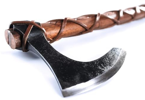 CraftTal, 24 Wikinger Axt handgeschmiedete-Streitaxt mit Axtkopf aus 1095 Kohlenstoffstahl und Teakholzschaft mit handgravierten nordischen Runen