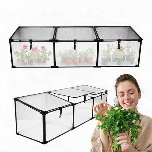 GRINDI IN THE GARDEN - Frühbeet Mini Gewächshaus Pflanzenhaus - Aluminium & Polycarbonat, 180x51x51, schwarz - für Garten, Balkon und Terrasse, Winterfest, Stabil & Einfach zu Montieren - MAGNOLIA III
