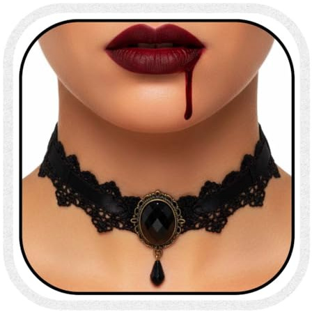 Reaky Halloween-Halsketten, Strass-Halskette, schwarze Perlenkette, Ketten, Festival-Kostüm, Halloween-Zubehör für Frauen