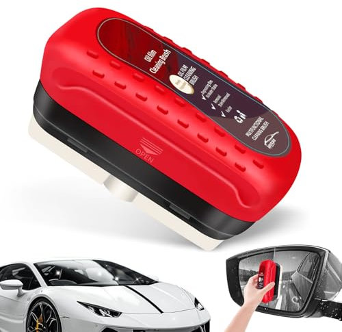Automotive Oil Film Cleaning Brush for Car Windows, Anti-Rain Fog Glass Cleaning Board for Windshield, Car Glass Cleaner for Improved Clarity and Visibility (1, Red)
