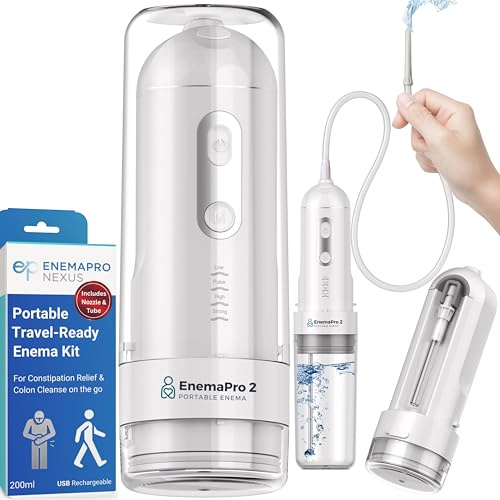 ENEMAPRO–Electric Enema & Douche Kit for Constipation Relief & Colon Cleanse | 200mL USB-C Rechargeable | Soft Silicone Nozzle | Use Standing or Sitting | Travel-Ready for Men, Women & Elderly