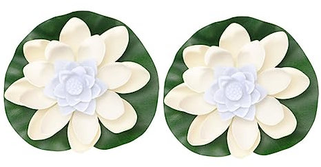 Amosfun 2 Ensembles Lampe De Lotus Colorée Globe Lampes Solaires De Jardin Lotus Pond LED Lily Lights Lampes Solaires Pour Étang Lampe De Piscine Lampe Solaire Nénuphar Décor 2 pièces * 2