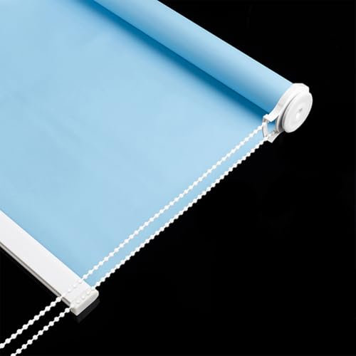 Verdunklungsrollo mit Sonnen- & UV-Schutz für Büro und Wohnzimmer Verdunkelungsrollo Wasserdicht Thermostoff ohne Bohren (Hellblau, 1,5 x 2 m)