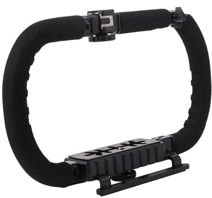 Operitacx Stabilizzatore Per Videocamera e Telefono Impugnatura in Spugna Antiscivolo, Per Smartphone e Fotocamere Reflex Foro Vite 1/4, Accessori Hot Shoe Per Riprese Video Stabili