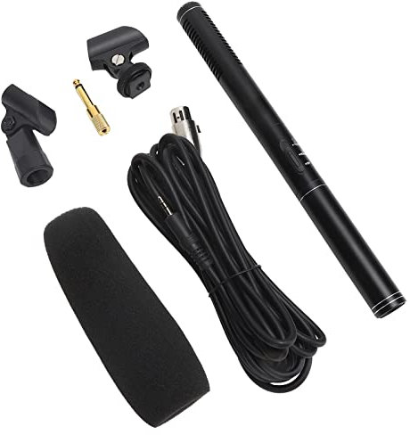 Yunseity Micrófono de Entrevista Negra Portátil de Alta Sensibilidad para Grabación, Aplicable para Reuniones a Gran Escala o Producción de Películas (Negro 28cm)