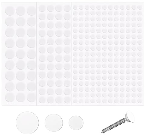 dinghaole 354 Pièces Cache Vis Blanc, 10mm/15mm/20mm Cache Vis Adhesif Cache Trou Mur Cache Trou Blanc Capuchons Adhésifs Vis Trou Autocollants pour Armoires, Murales, étagère, Réparations de Meubles