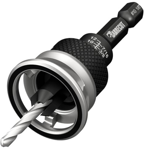 SabreCut 1pc SCRCS10#10 TCT Adjustable Countersink Drill Bit 1/4 Shank | TCT cutting edge, adjustable depth stop and HSS pilot bit deliver clean, repeatable countersinks in wood and sheet materials