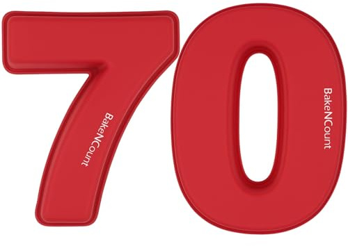 BakeNCount Silikon Zahlen Backform Set (2er-Set) – Zahlenkuchen-Formen für Geburtstag & Jubiläum – BPA-frei, backofenfest, spülmaschinenfest – Number Cake (Zahl 70)