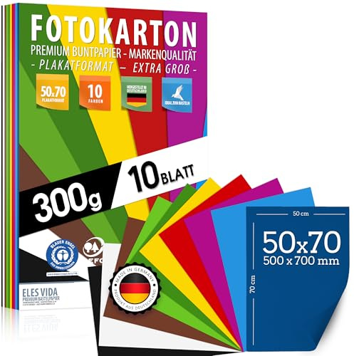 Carta colorata – Carta per bricolage 50 x 70 – Fogli – Colori – Carta rigida – Fogli colorati per scuola, hobby – Bambini e fai da te, accessori per il fai da te – regali, carta colorata pastello