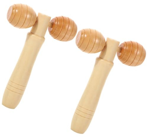 LOLIPPYY 2 Stück Massageroller aus Holz Gesichts und Körpermassagegerät mit Glatter Oberfläche Tragbar für Nacken Schultern und Beine