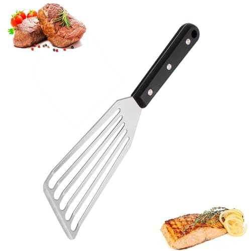 Fish Slice with ABS Solid Handle,Metal Spatula,Stainless Steel Spatula,Fish Slice for Non Stick Pans,Egg Flipper,Stainless Steel Utensils,Slotted Spatulas,for Kitchen Cooking Flipping Frying Grilling