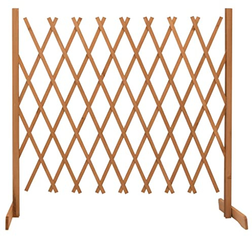 mtlskopl Garten-Rankzaun Massivholz Tanne Orange 180x100 cm, Ausziehbarer Scherenzaun als Rankhilfe für Kletterpflanzen, Flexibles Zaunelement für Gartenwege und Beete