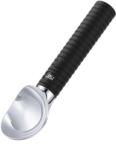 Beheizter Eisportionierer – 131/158℉ wasserdichtes, wiederaufladbares LED-Display, beheizter Lebensmittelportionierer aus Metall für Küche, Dessertbuffet, Geburtstagsfeier, Feiertagsessen, Verwendung