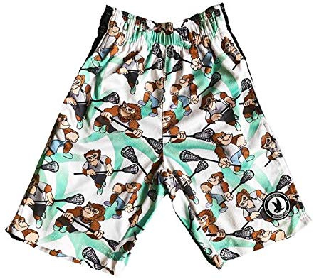 Flow Society Laxing Chimp Attack Boys Shorts - LAX - Kids Athletic White - Basketball - Baseball - Hockey - Football