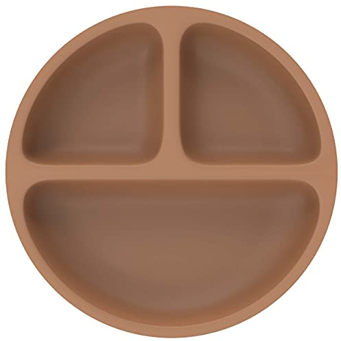 OLGS Silikon babyttallrik Clay – halkfri barntallrik med fack, snacktallrik, BPA-fri, okrossbar, mattallrik från 6 månader