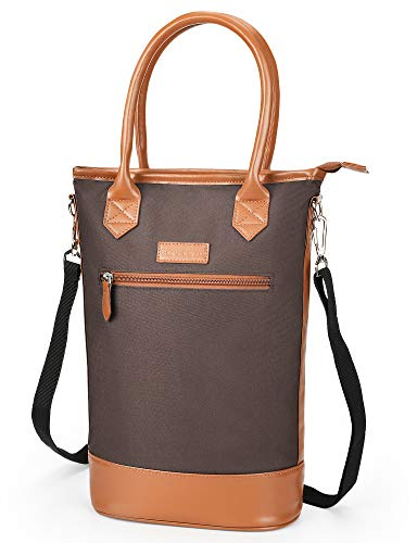 Tirrinia Insulated Wine Gift Carrier Tote - Travel Padded 2 Bottle Wine/Champagne Cooler Bag for Portable Wine Bottle Carrying Case, Women Men Event party, Gift for Wine Lovers
