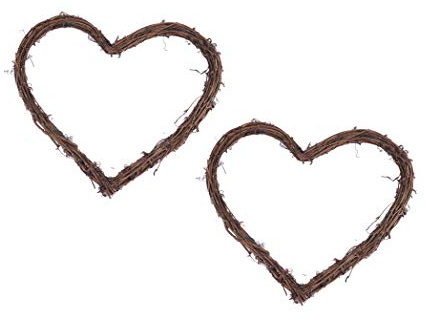 YYCRAFT Natural Grapevine Heart Wreaths Valentine Miniature Holiday Decor Bridal Shower Wedding (12 Inch, 2 Pack)