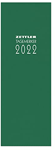 Tagevormerkbuch grün 2022 - Bürokalender 10,4x29,6 cm - 2 Tage auf 1 Seite - Einband mit Leinenstruktur - mit Eckperforation und Leseband - 801-0013: ... - Steuerterminen - gebundenBüro-Kalender