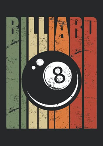 Notizbuch A5 liniert mit Softcover Design: Vintage Billard Kugel 8-Ball Retro Billardspieler Billard: 120 linierte DIN A5 Seiten