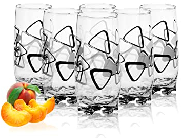 Glasmark KROSNO 1992 Juego De 6 Vasos Para Cócteles En Vidrio Transparante Alto Brillo Resistentes Para Zumo Agua Soda Triángulos 350 ml