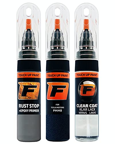 FIRANTO Lackstift Autolack Reparaturset für Tesla Motors PMMB Pacific Blue - 3-in-1 Autolack Kratzer Reparaturstift 15ml Grundierung, Klarlack