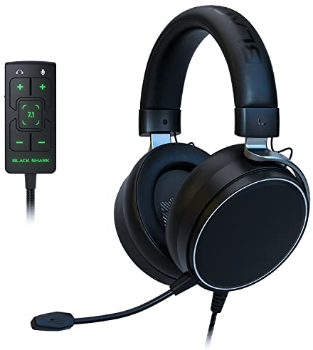 Black Shark Casque Gaming pour PC, PS4, PS5, Switch, Son Surround Spatial 7.1, Micro Suppression du Bruit Ambiant Détachable, Pilotes de 50mm, avec Prise Audio de 3,5 mm et Carte Son USB