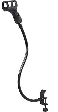 Microphone Arm Stand, Podium Mic Stand, Adjustable Gooseneck Arm Mic Stand with Desk Table Mounting Clamp for Podcast, Meetings, Lectures(Black)