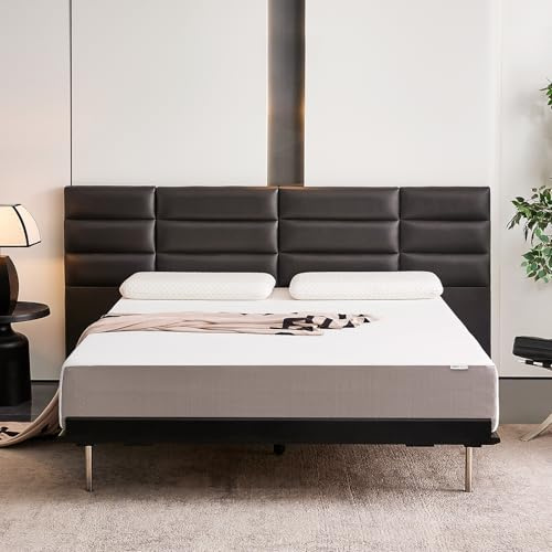 Amazon Basics Breathable Memory Foam Mattress, Soft Plush Feel, 10 Inch, Queen, White/Grey
